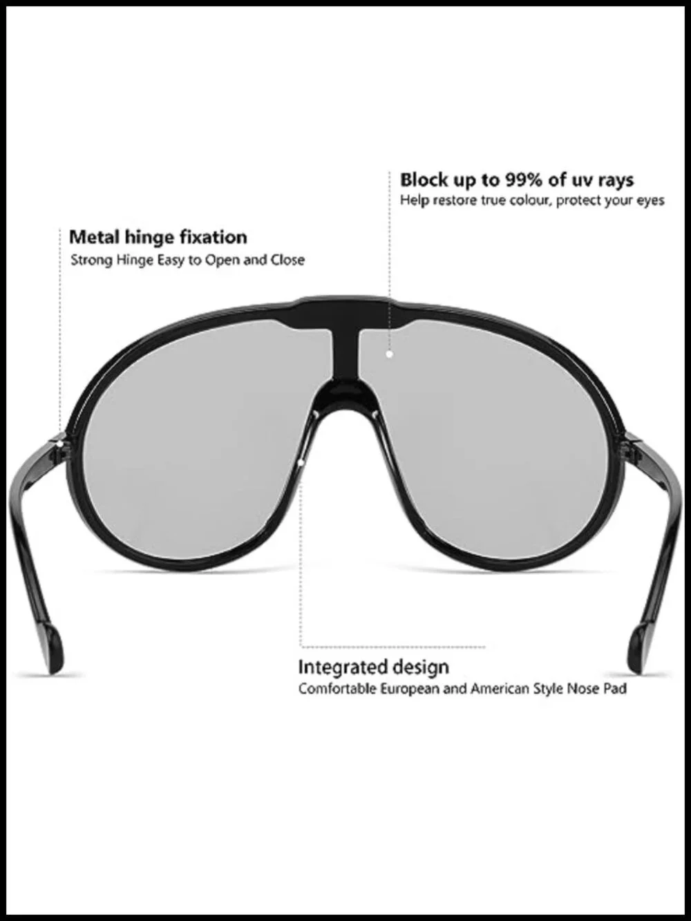Oversized Aviator Shield Sunglasses UV400 Protection